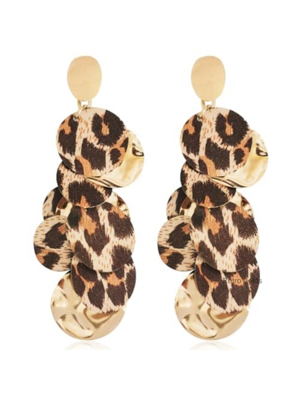 Bohemian Round Leopard Acrylic Dangle Drop Earrings Statement Vintage Long